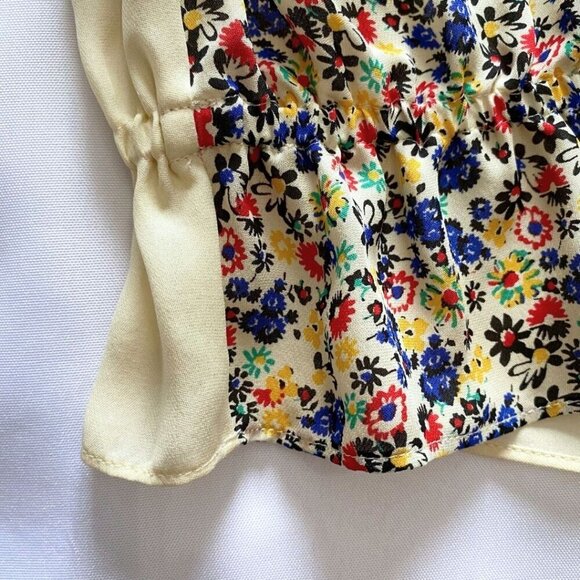 NWOT DEREK LAM 10 CROSBY 100% SILK FLORAL SLEEVELESS SMOCKED TASSEL BLOUSE - XS - Picture 9 of 10